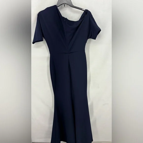 Betsy Adam Women’s 6 Madeline long maxi scuba crepe off the shoulder drop dress - Picture 4 of 11